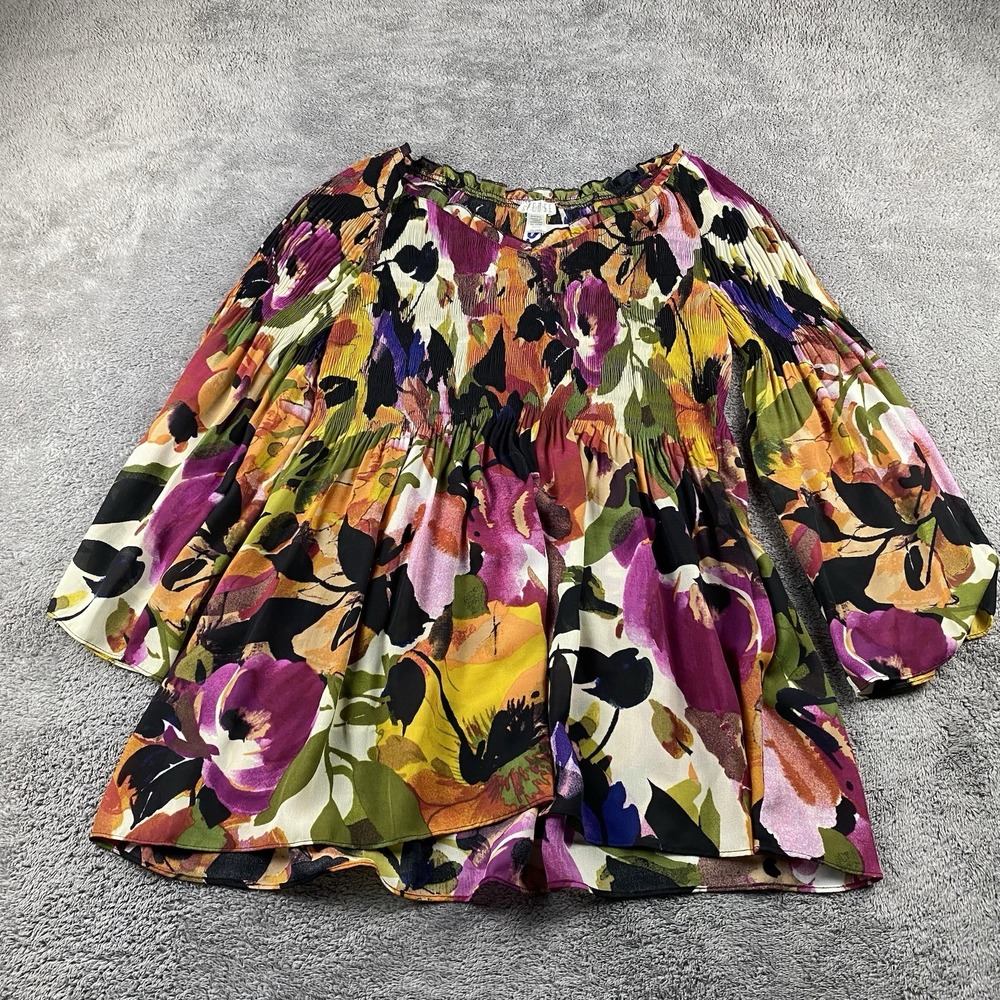 Spense‎ Blouse Womens Small Floral Print Long Sleeve Flared